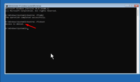 Fix: Bootrec Fixboot Access Denied Windows 11/10