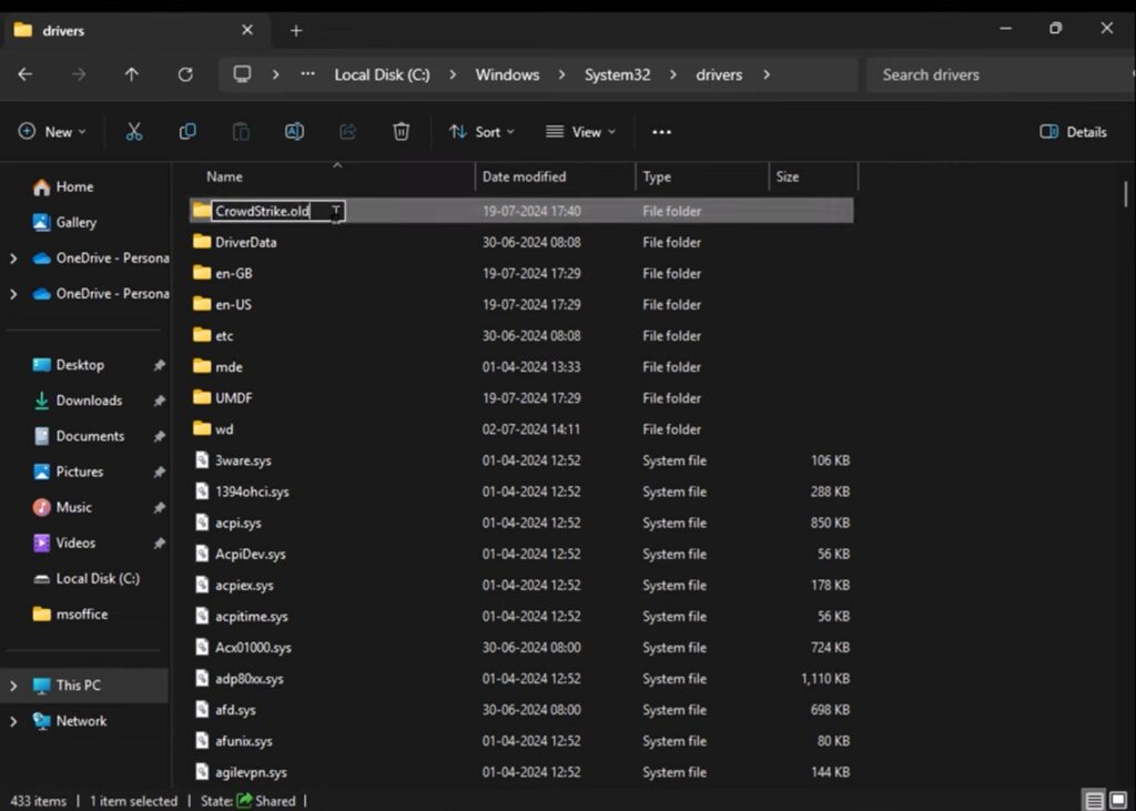 rename crowdstrike folder in file explorer