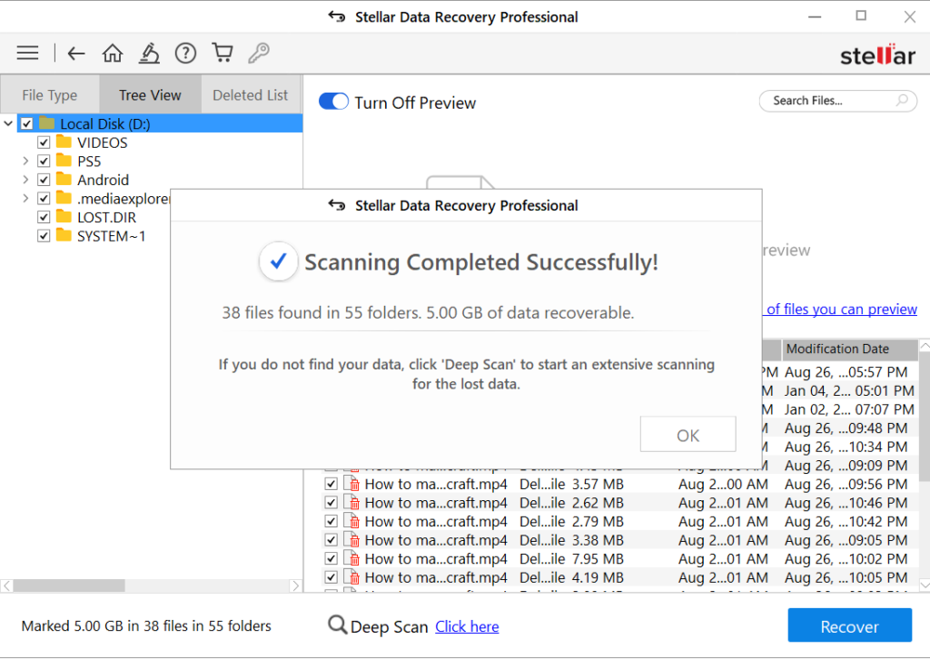 stellar recovery - scanning completed succesfully