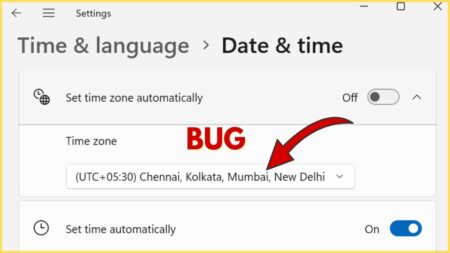 unable to change time zone via Settings app in windows 11 24h2