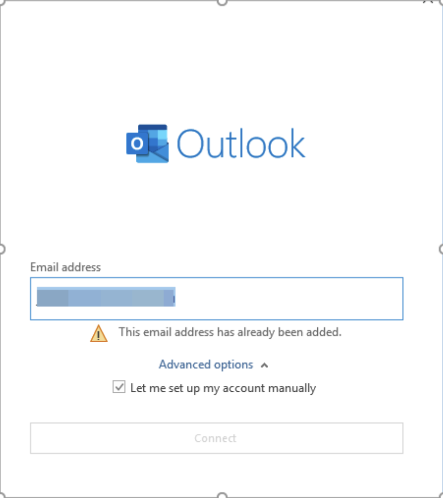 Outlook login, add email address